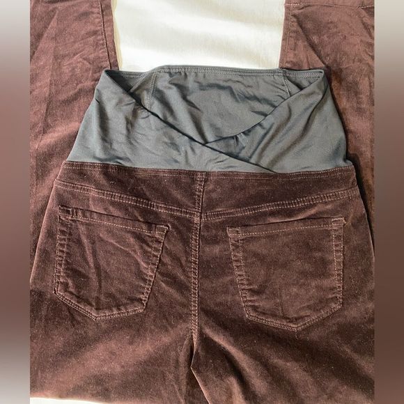 Ingrid Isabel Maternity Corduroy Crossover Panel Skinny Burgundy Pants Sz 8/29R - Picture 12 of 16